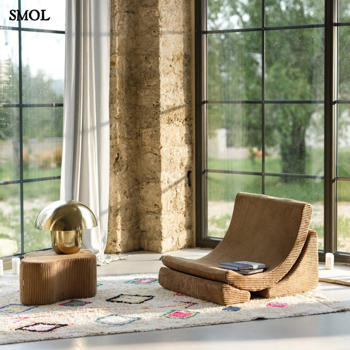 Gyerek holdfotel, 3 részes | TOFFEE hold alakú, moduláris gyerekfotel - SMOL - nappaliban, puffal