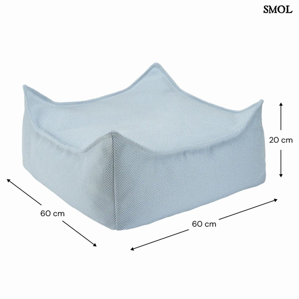 Kültéri puff gyerekeknek kék színben - méretekkel