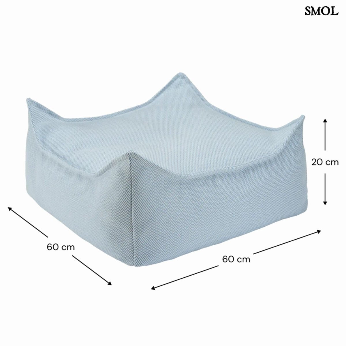 Kültéri puff gyerekeknek kék színben - méretekkel