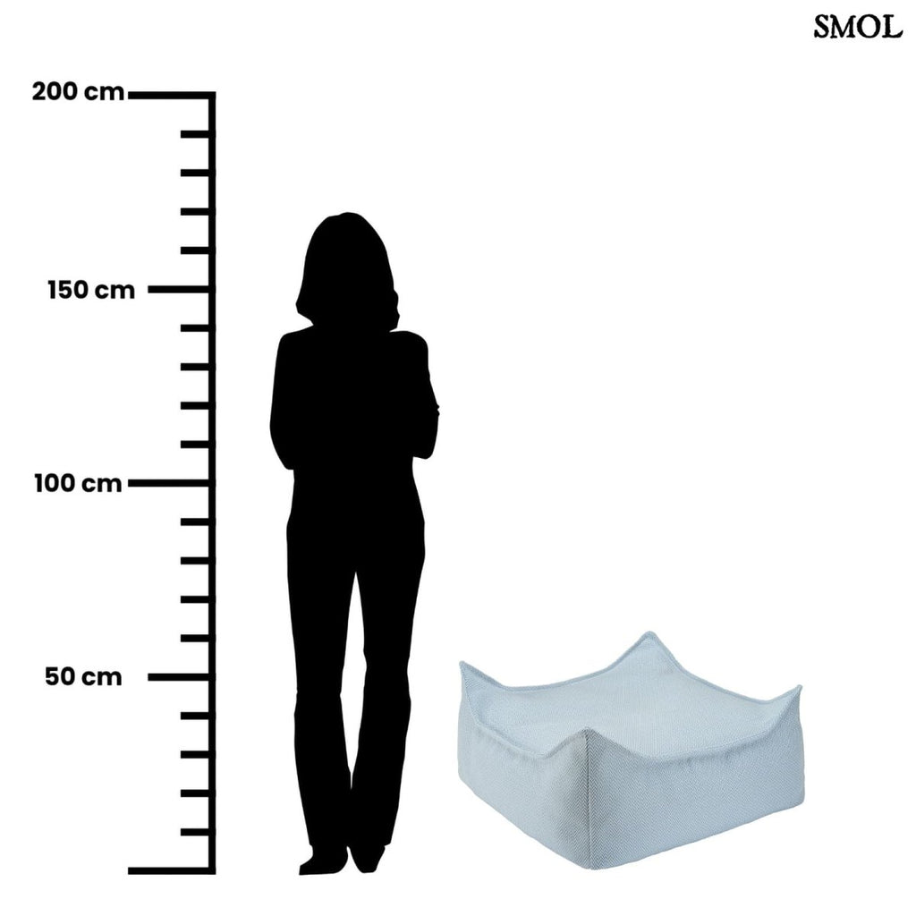 Kültéri puff gyerekeknek kék színben - méretarányosan