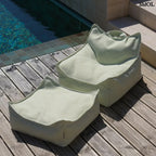 Puff gyerekeknek kültéri használatra, zöld színben-  medence mellett