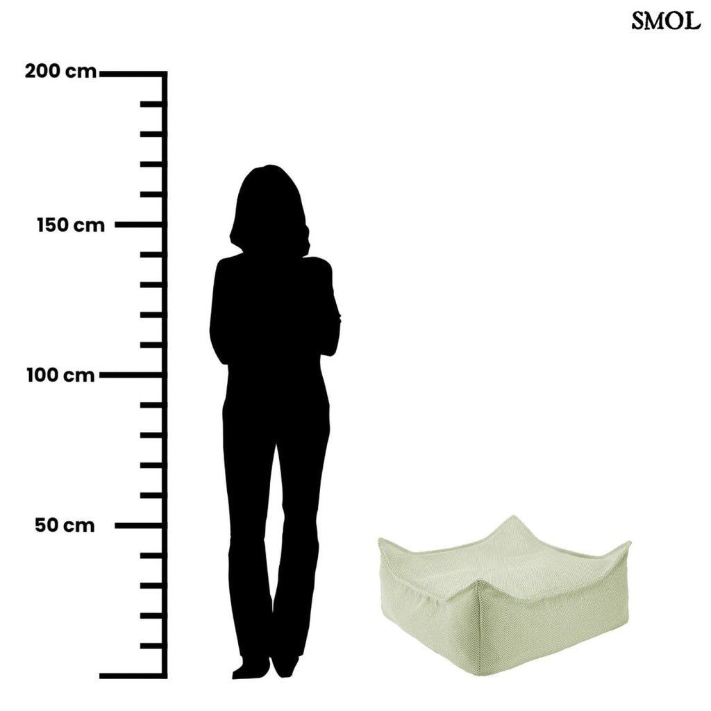 Puff gyerekeknek kültéri használatra, zöld színben- méretarányosan