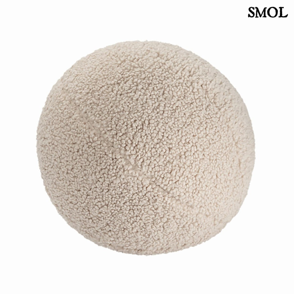 Gyerek labdapárna | BISCUIT, teddy anyagú, gyerekpárna,⌀ 35 cm -SMOL - fehér háttérrel