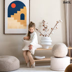 Gyerek labdapárna | BISCUIT, teddy anyagú, gyerekpárna,⌀ 35 cm -SMOL - gyerekszobában, puffon