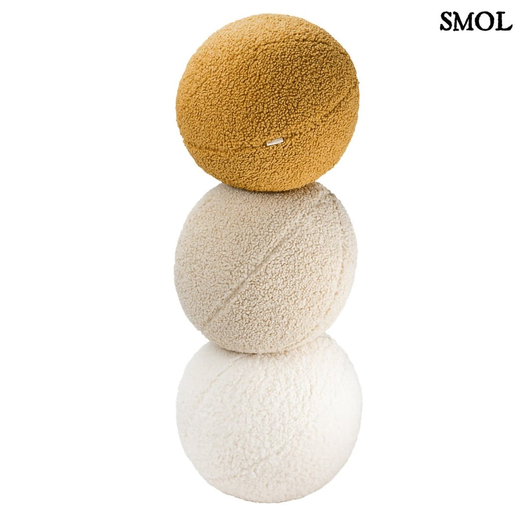 Gyerek labdapárna | BISCUIT, teddy anyagú, gyerekpárna,⌀ 35 cm -SMOL - három színben, egymáson