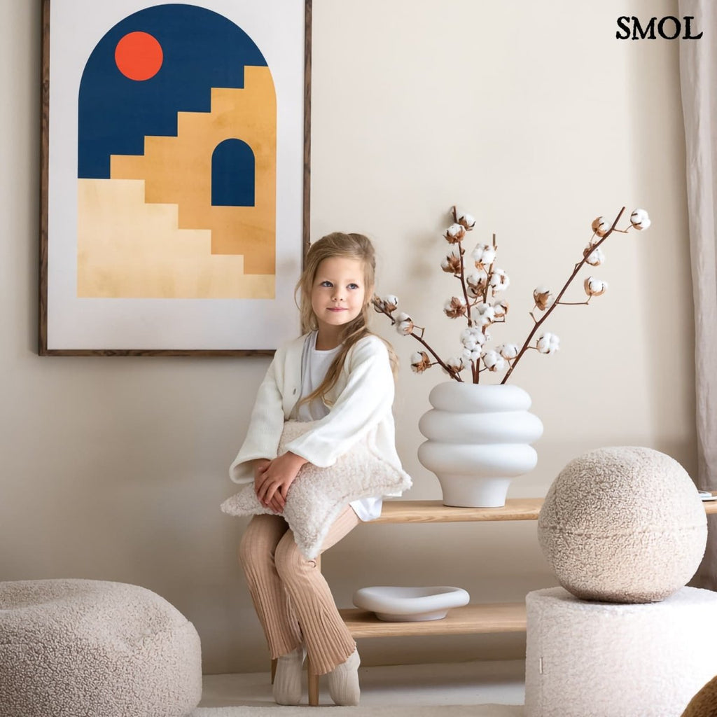 Gyerek labdapárna | BISCUIT, teddy anyagú, gyerekpárna,⌀ 35 cm -SMOL - gyerekszobában hasonló termékekkel