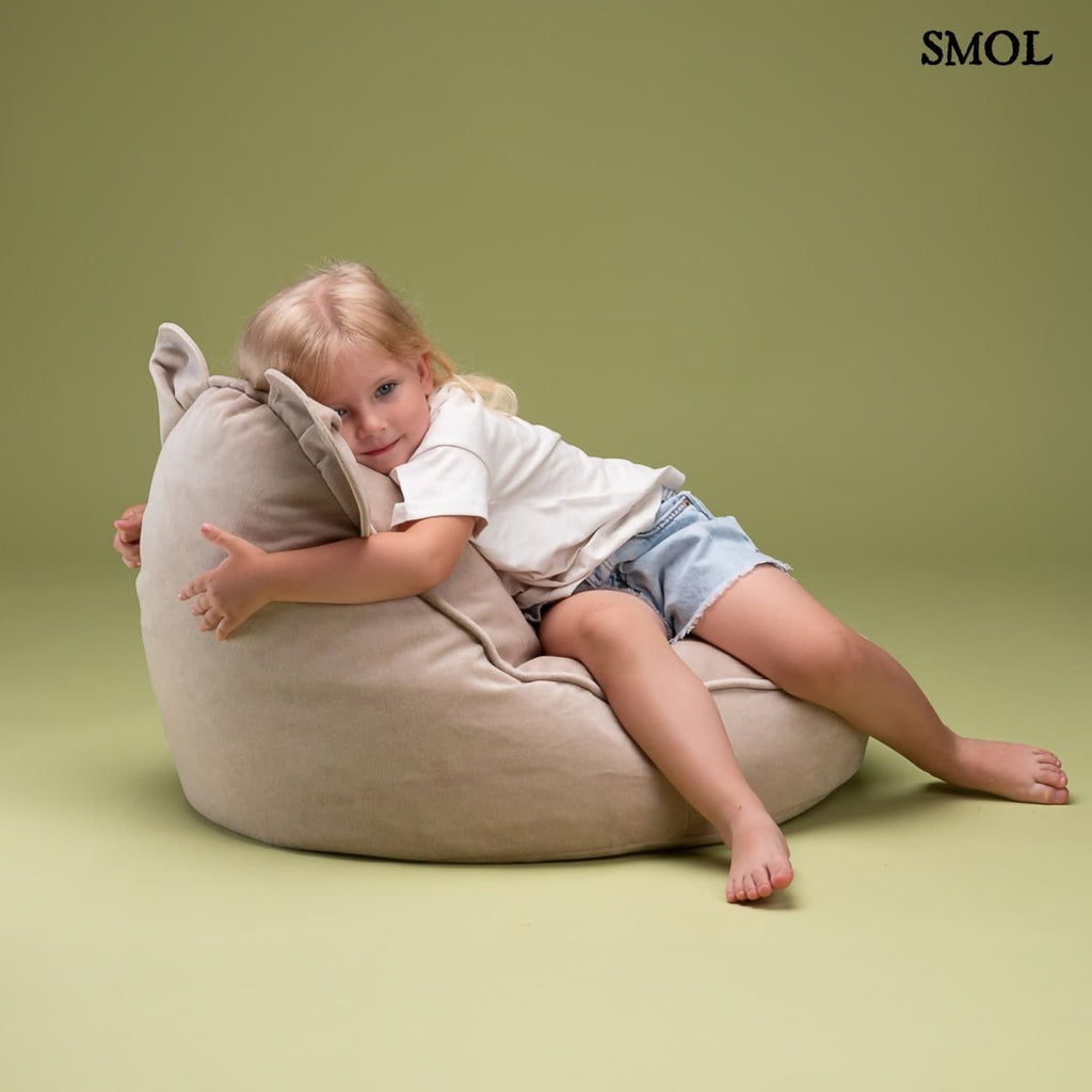 BEIGE BEAR, gyerek babzsákfotel, 70x60x42 - smol.hu