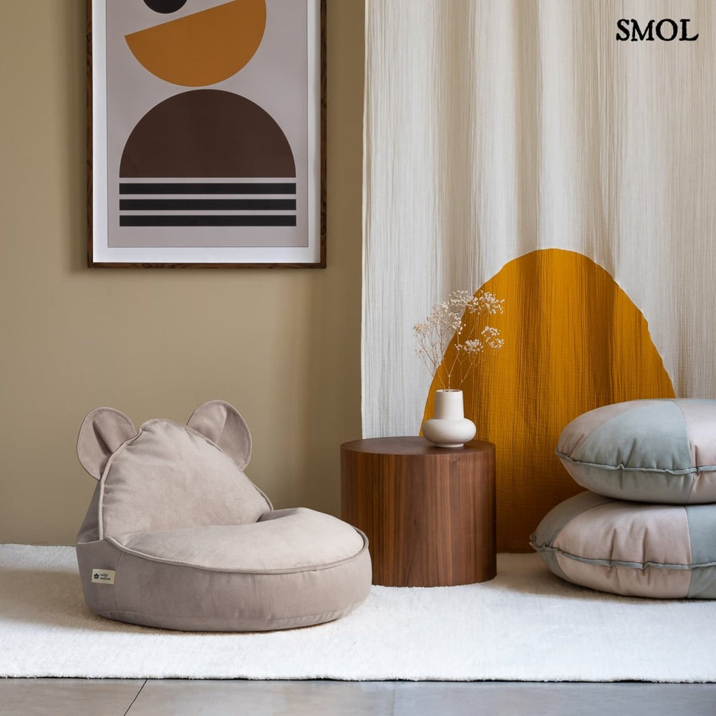 BEIGE BEAR, gyerek babzsákfotel, 70x60x42 - smol.hu