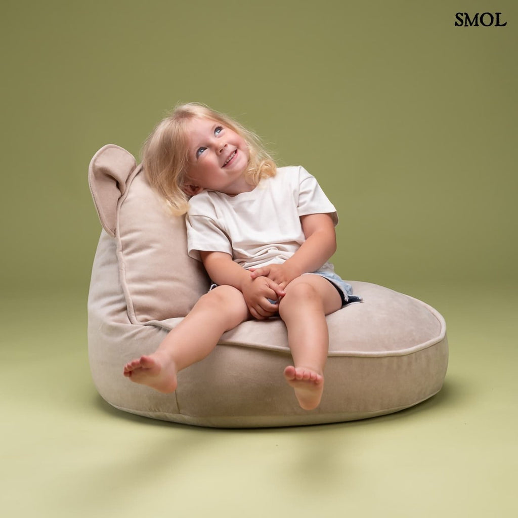 BEIGE BEAR, gyerek babzsákfotel, 70x60x42 - smol.hu