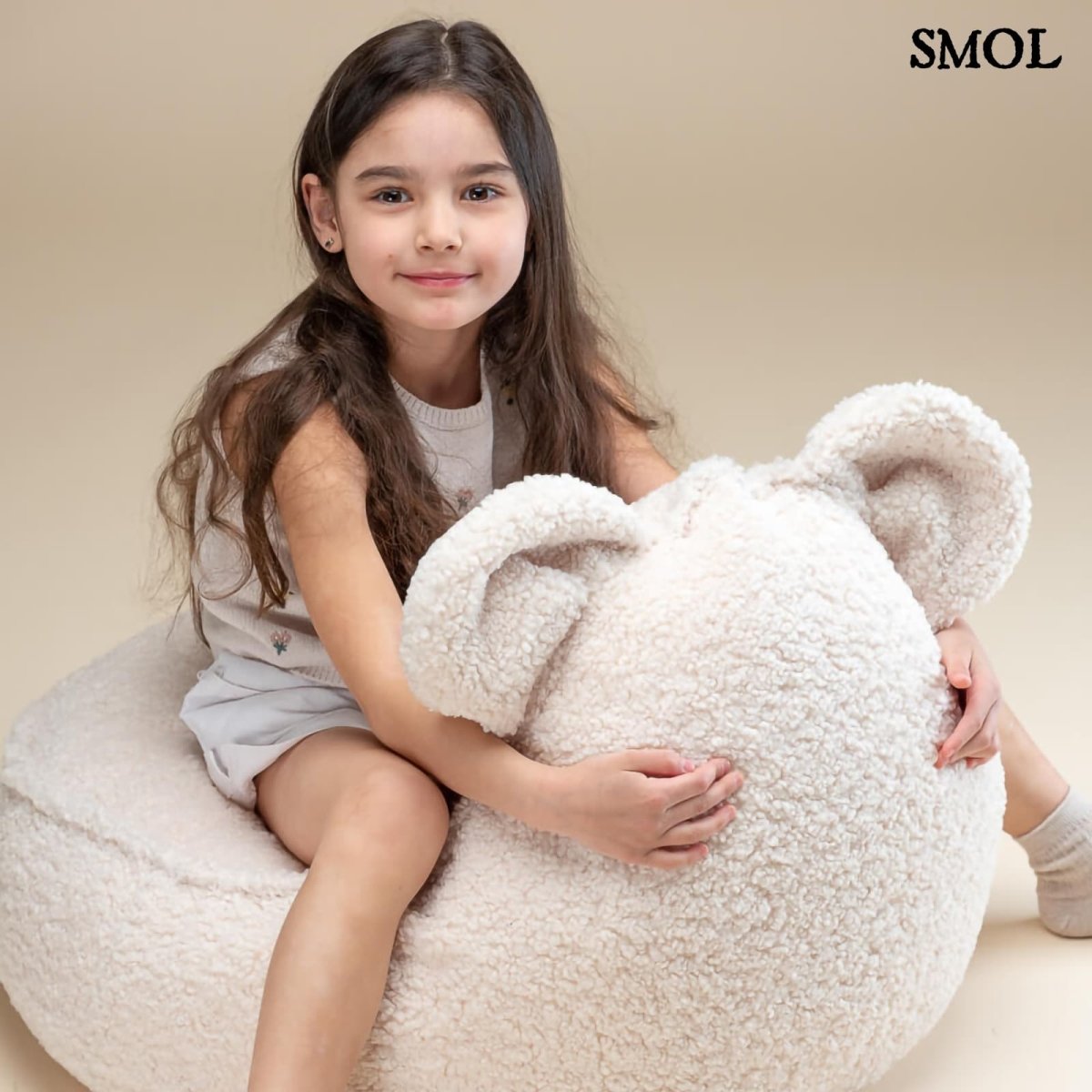 CREAM WHITE BEAR, gyerek babzsákfotel, 70x60x42 - smol.hu