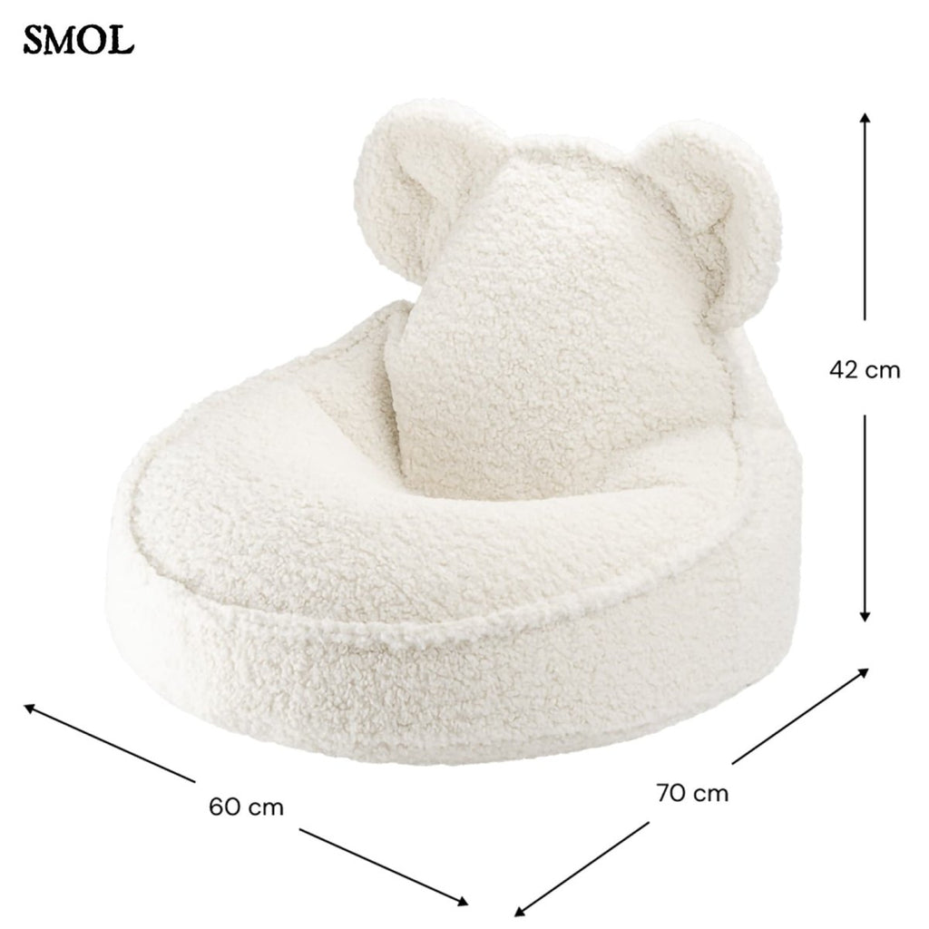 CREAM WHITE BEAR, gyerek babzsákfotel, 70x60x42 - smol.hu