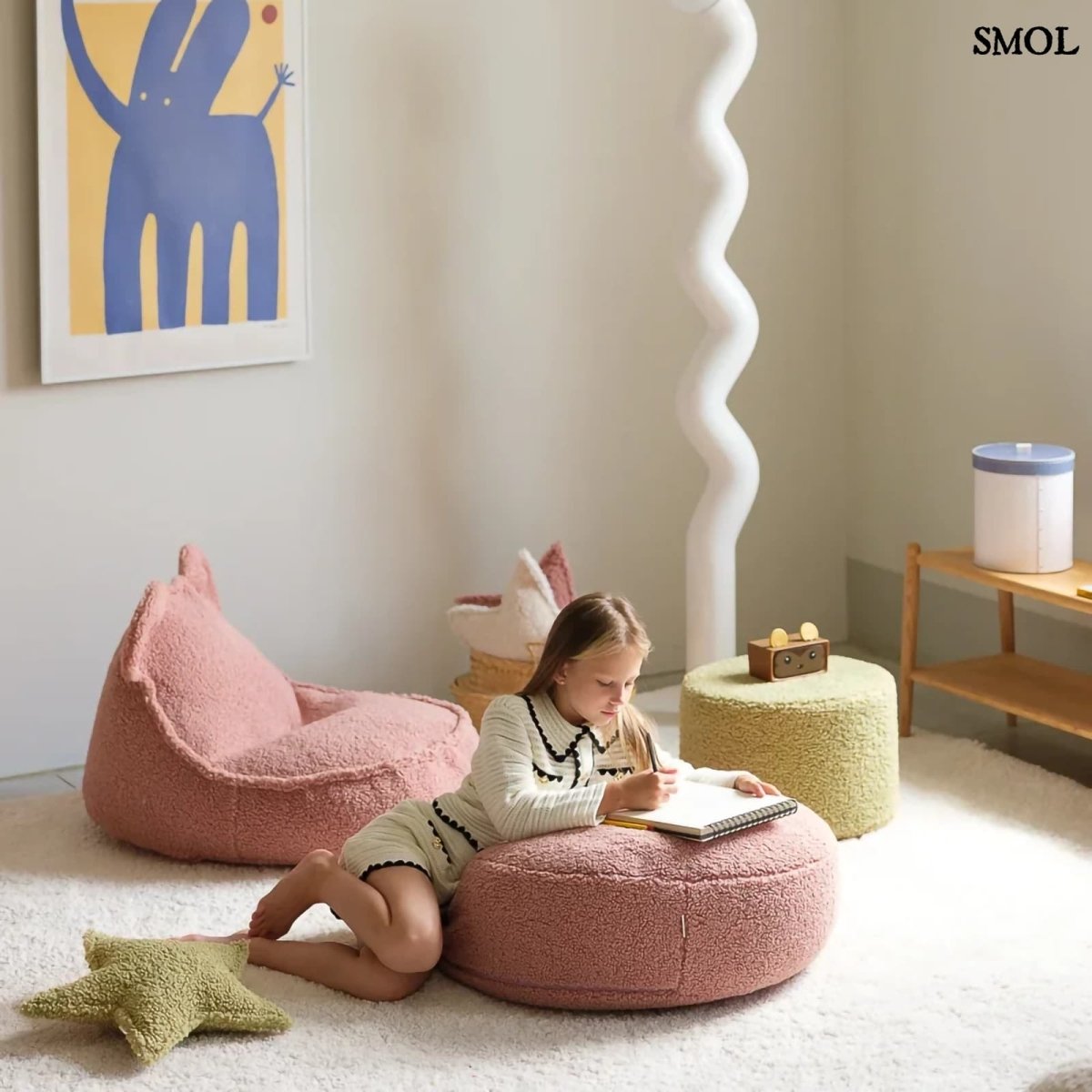 Gyerek Mackós Babzsákfotel és Puff Szett | GUAVA - SMOL