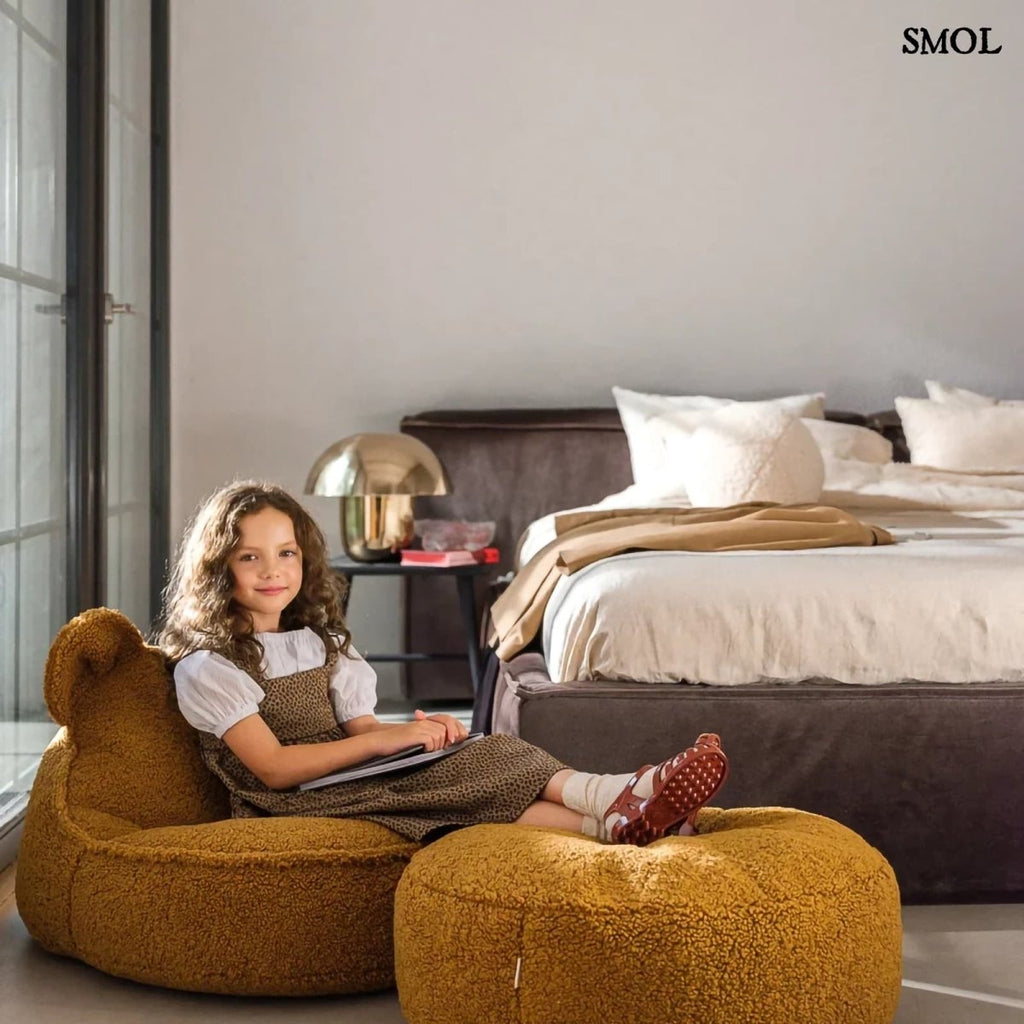 Gyerek Mackós Babzsákfotel és Puff Szett | MAPLE - SMOL