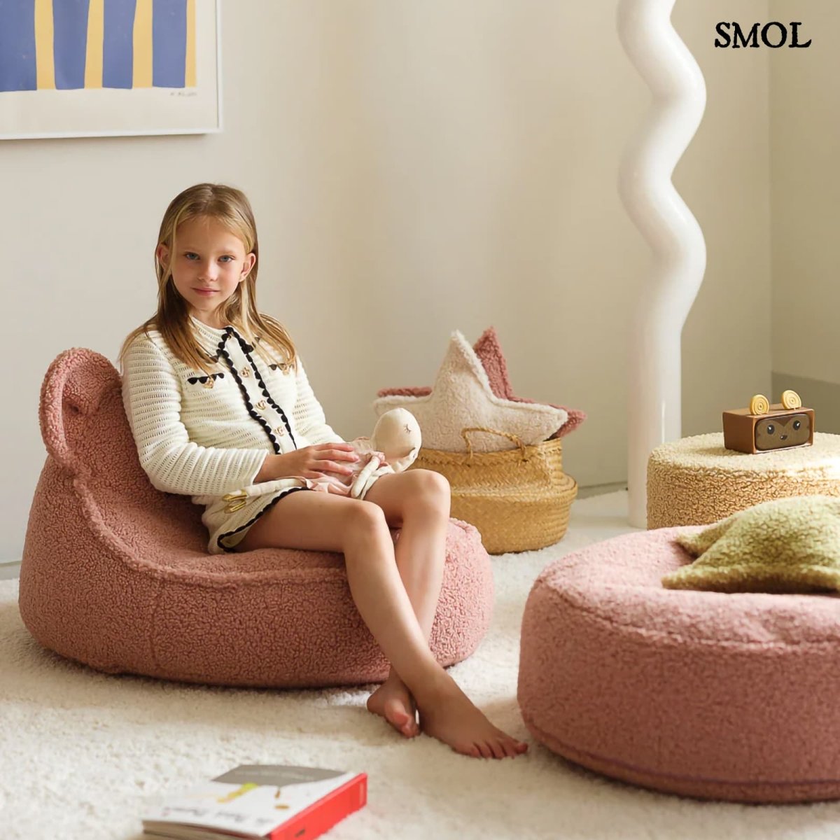 GUAVA PINK BEAR, gyerek babzsákfotel, 70x60x42 - smol.hu