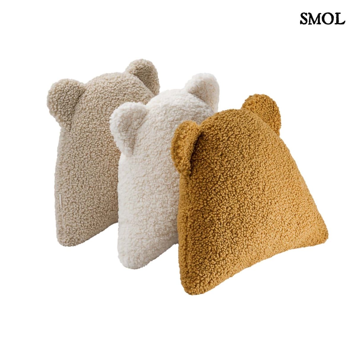 Gyerek mackós párna | CREAM WHITE, mackó alakú gyerekpárna, 40 cm - SMOL - három színben, egymás mellett