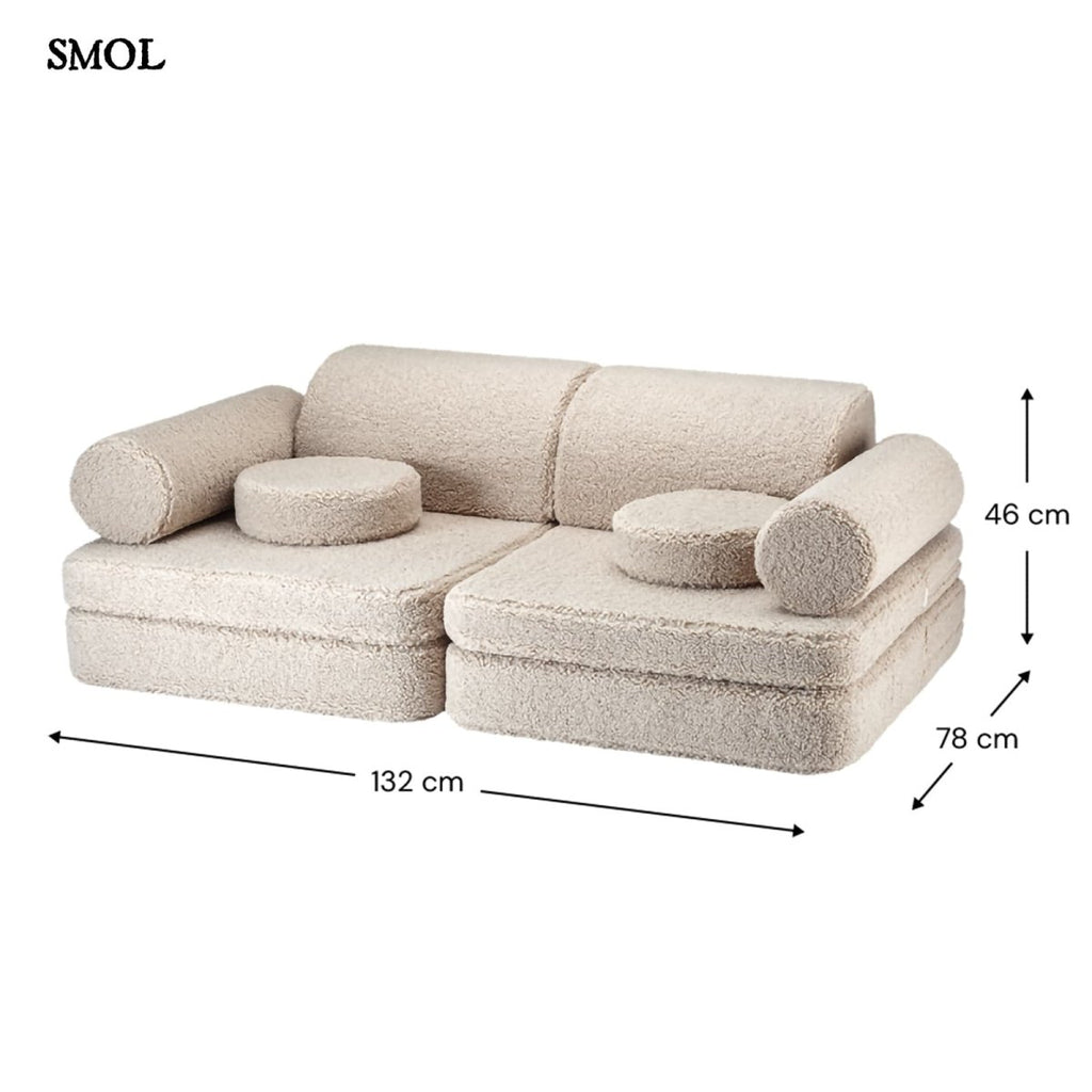 Gyerekkanapé, 9 részes, moduláris | BISCUIT - SMOL - méretekkel