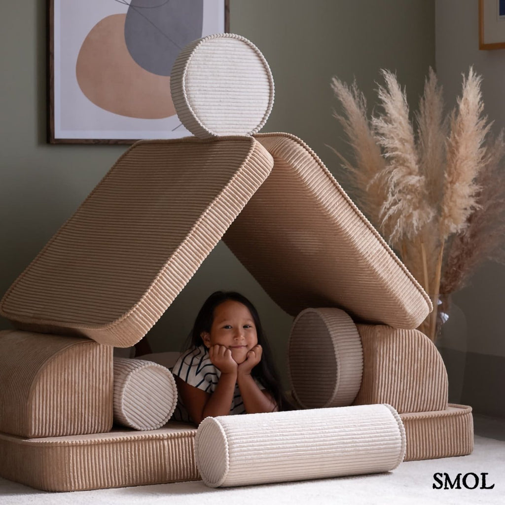Gyerekkanapé, 9 részes | BROWN SUGAR - moduláris gyerekkanapé - SMOL - elemekkel sátorozó gyerekkel