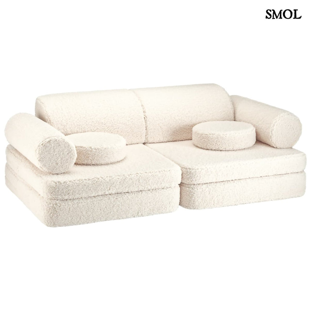 Gyerekkanapé, 9 részes, moduláris | CREAM WHITE - SMOL - fehér háttérrel