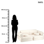 Gyerekkanapé, 9 részes, moduláris | CREAM WHITE - SMOL - méretarányosan