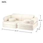 Gyerekkanapé, 9 részes, moduláris | CREAM WHITE - SMOL - méretekkel