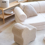 Gyerekkanapé, 9 részes, moduláris | CREAM WHITE - SMOL - mackó alakú gyerekpárnával