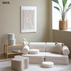 Gyerekkanapé, 9 részes, moduláris | CREAM WHITE - SMOL - gyerekszobában