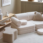 Gyerekkanapé, 9 részes, moduláris | CREAM WHITE - SMOL - hasonló színű kiegészítőkkel