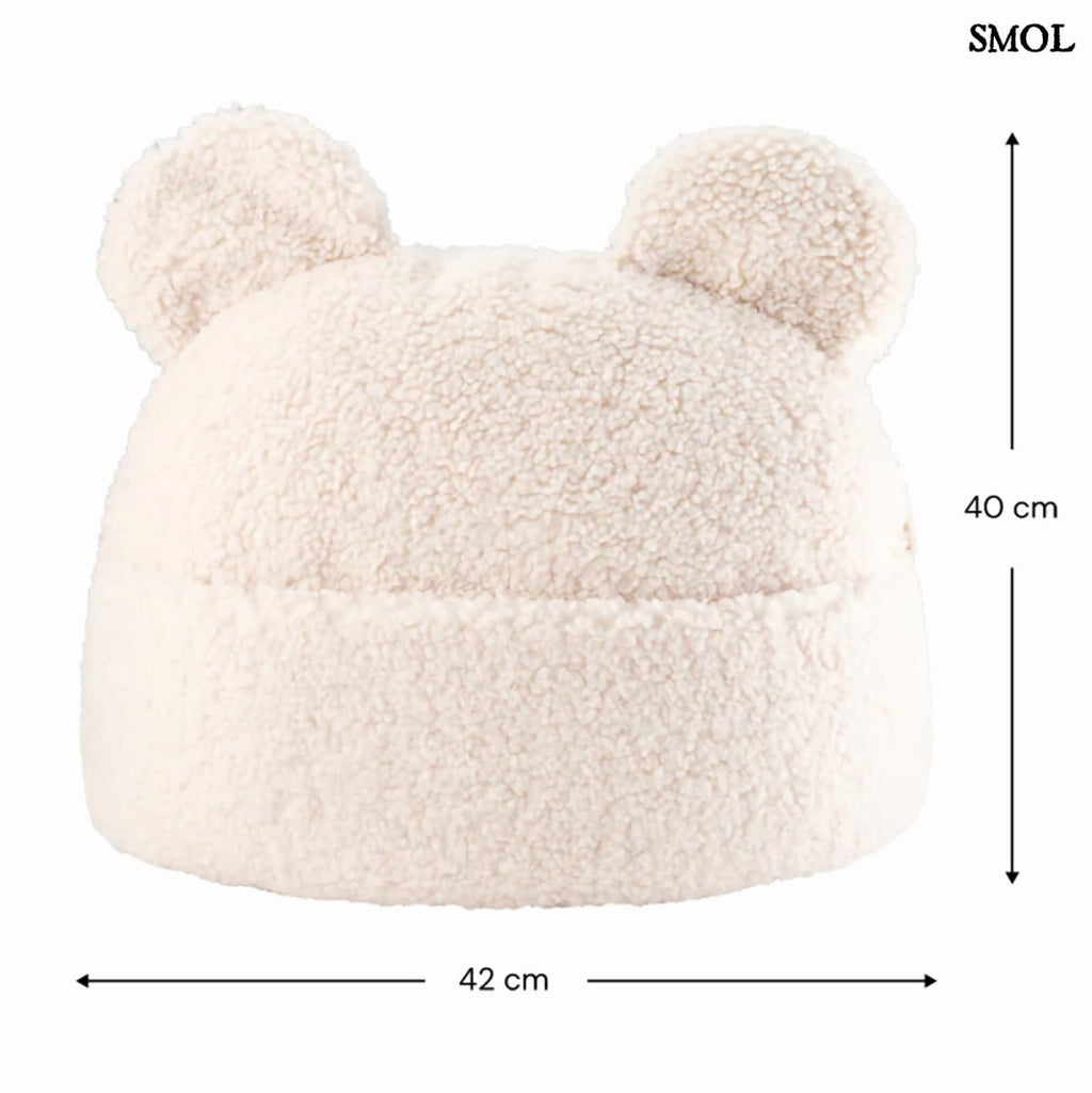 Gyerekpárna, zsebes tároló, mackófüles | TEDDY CREAM WHITE | SMOL - méretekkel