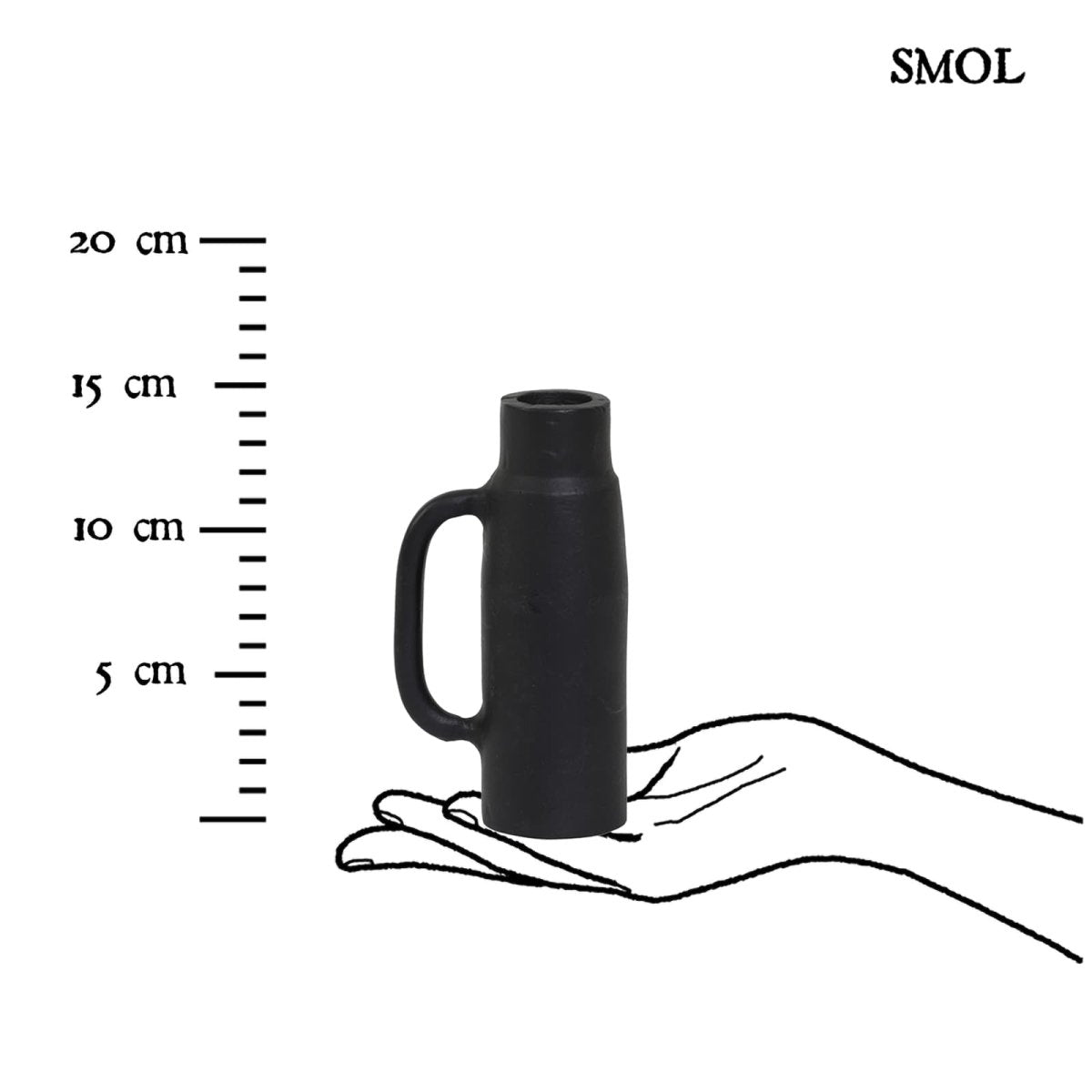 Gyertyatartó és váza - fekete, fém, 14cm | OLLIE - smol.hu - méretarányosan