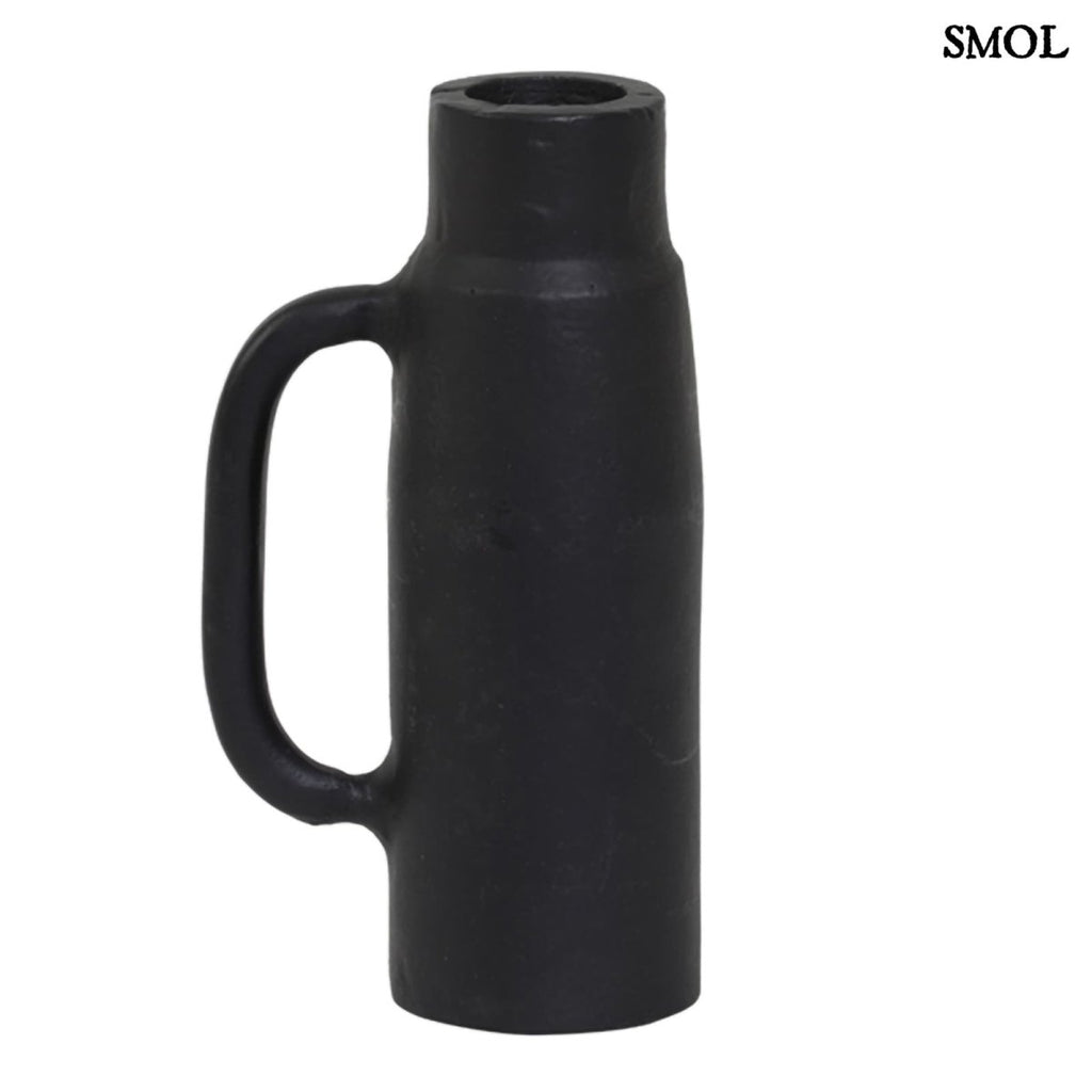 Gyertyatartó és váza - fekete, fém, 14cm | OLLIE - smol.hu - fehér háttérrel