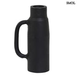 Candle holder and vase - black, metal, 14cm | OLLIE
