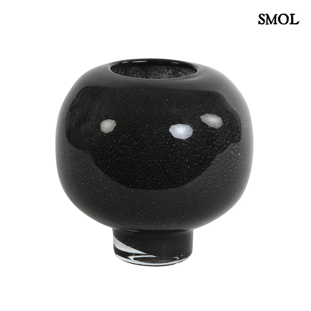 ALIA - fekete, üveg gyertyatartó és váza – 15 cm - smol.hu - fehér háttérrel