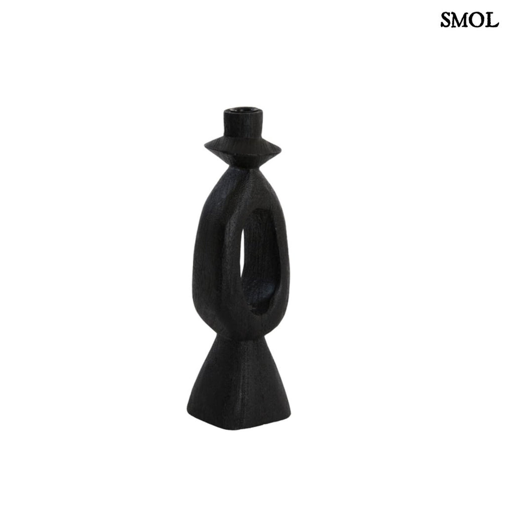 Gyertyatartó - fekete, fa, 36 cm | CARA - smol.hu - fehér háttérrel