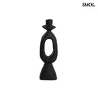 Gyertyatartó - fekete, fa, 36 cm | CARA -smol.hu - szemből