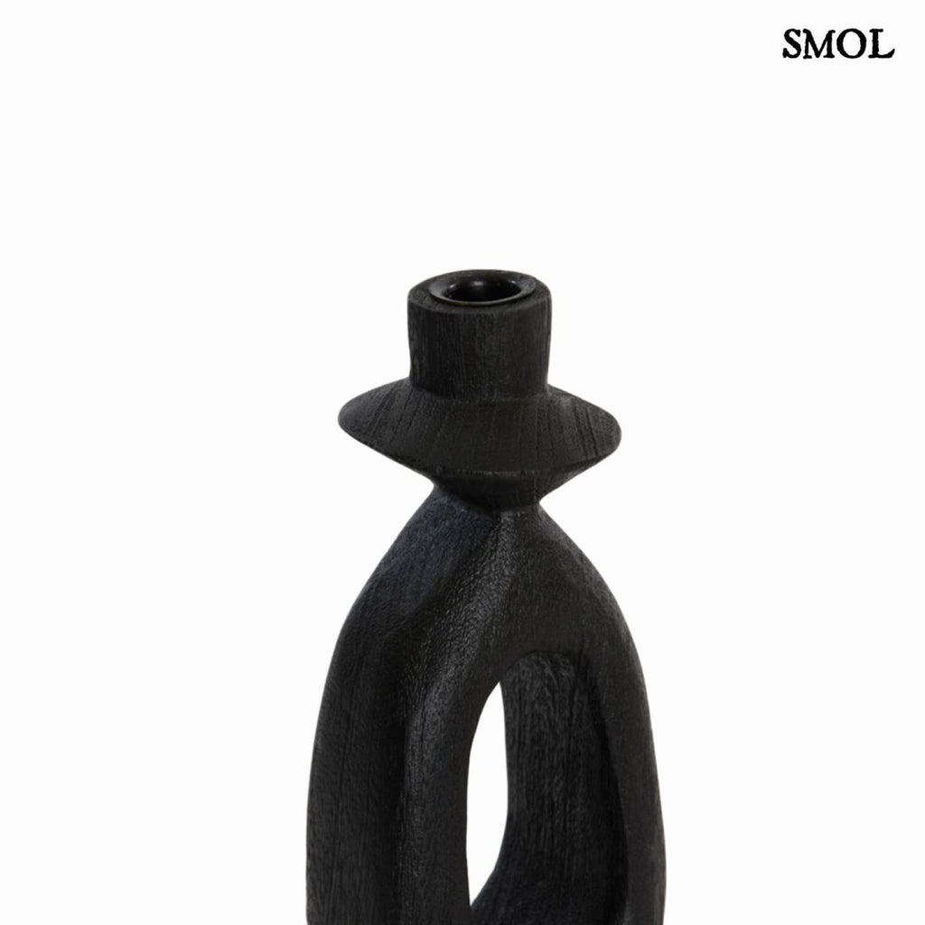 Gyertyatartó - fekete, fa, 36 cm | CARA -smol.hu - nagyítva