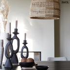 Gyertyatartó - fekete, fa, 36 cm | CARA -smol.hu - három méretben, étkezőasztalon