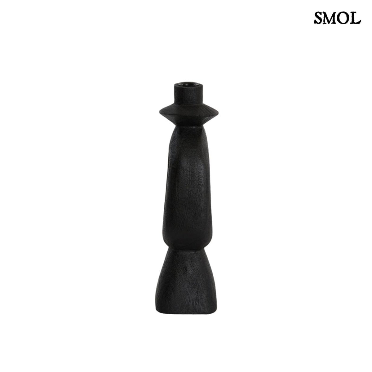 Gyertyatartó - fekete, fa, 36 cm | CARA -smol.hu - oldalról