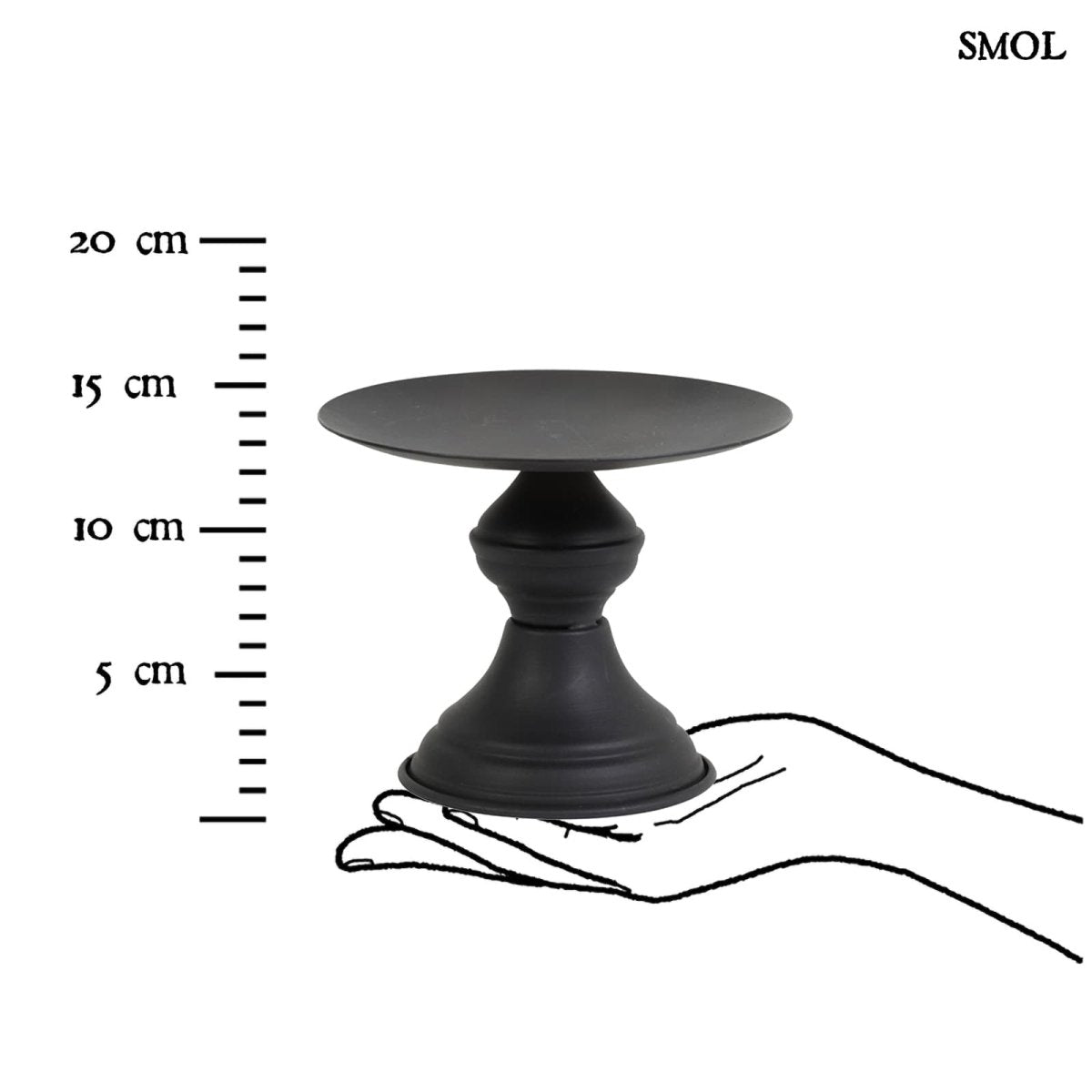 Gyertyatartó - fekete, fém, 12,5cm | RIA - smol.hu - méretarányosan