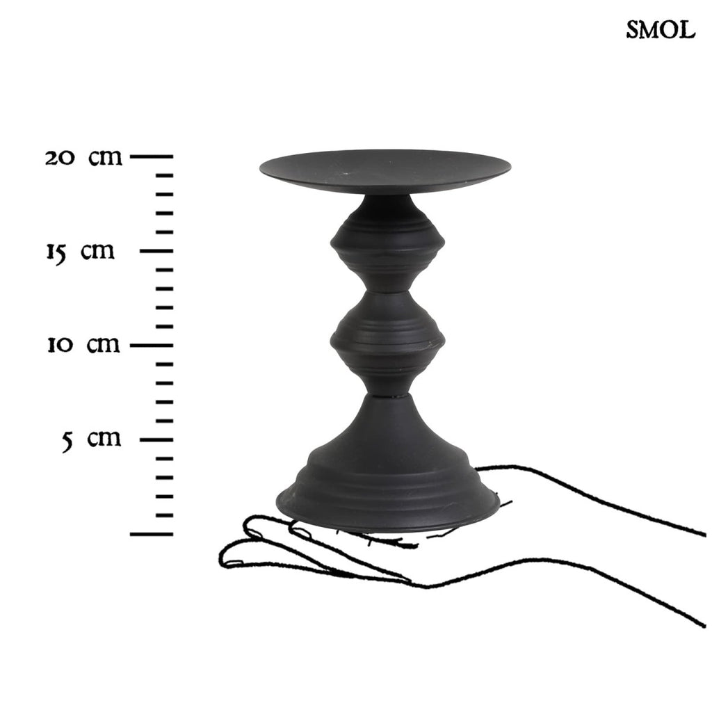 Gyertyatartó - fekete, fém, 18,5cm | PONZO -smol.hu - méretarányosan