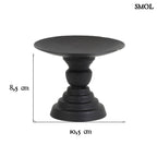 Gyertyatartó - fekete, fém, 8,5cm | LULA - smol.hu - méretekkel