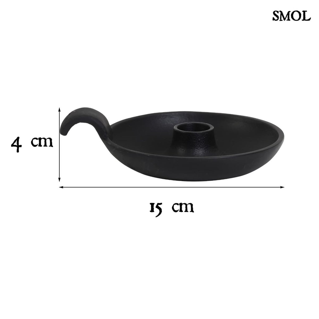 Gyertyatartó - fekete, fém, romantikus, 15 cm | JAYA - smol.hu - méretekkel