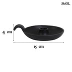 Gyertyatartó - fekete, fém, romantikus, 15 cm | JAYA - smol.hu - méretekkel