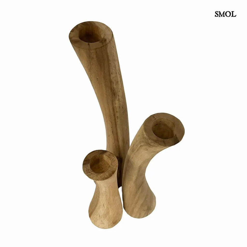 Gyertyatartó Szett Fából – natúr | SOLAS | SMOL - felülről