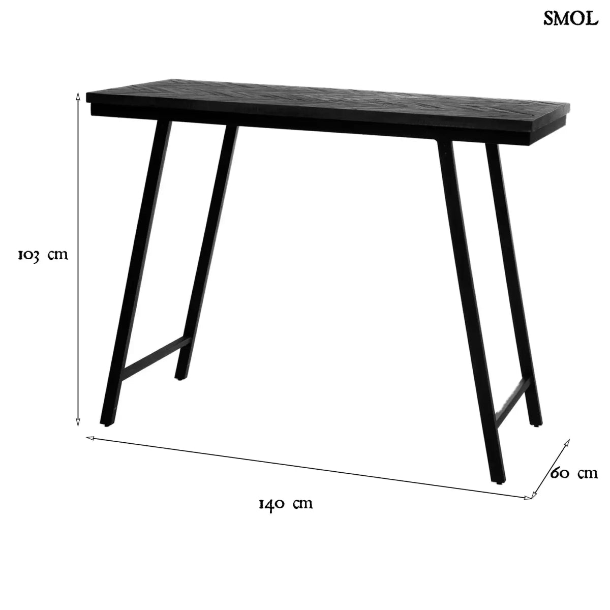 Halszálkás Magas Bárasztal – fekete, 140 cm | HERRINGBONE - SMOL
