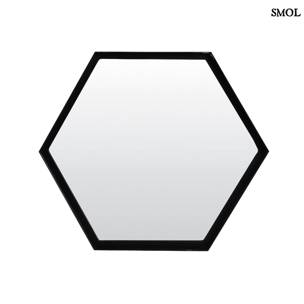 Falitükör - fekete, fém, hatszögű, 46cm | SERENA - smol.hu - fehér háttérrel