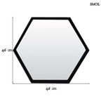 Falitükör - fekete, fém, hatszögű, 46cm | SERENA - smol.hu - méretekkel