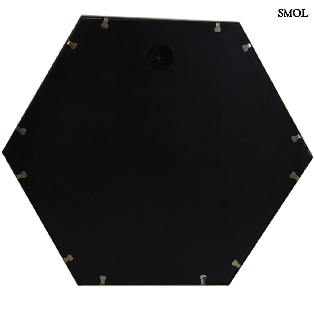 Falitükör - fekete, fém, hatszögű, 58cm | STELLA - smol.hu - hátulról, akasztóval