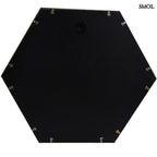 Falitükör - fekete, fém, hatszögű, 58cm | STELLA - smol.hu - hátulról, akasztóval