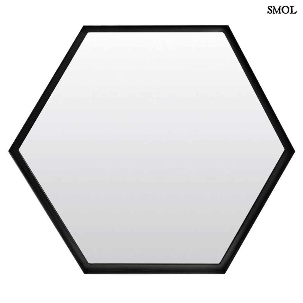 Falitükör - fekete, fém, hatszögű, 58cm | STELLA - smol.hu - fehér háttérrel