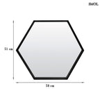 Falitükör - fekete, fém, hatszögű, 58cm | STELLA - smol.hu - méretekkel
